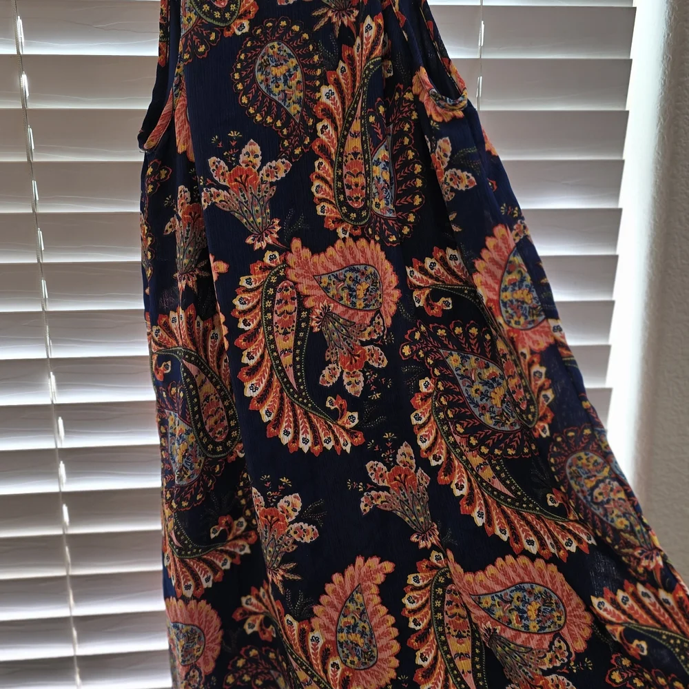 As U Wish Paisley Boho Maxi Dress Navy‎ Blue Size Medium